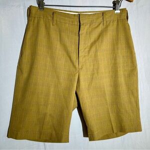 Vintage 1960s Plaid Permanent Press Flat Front Chino Style Tailored Shorts - 28